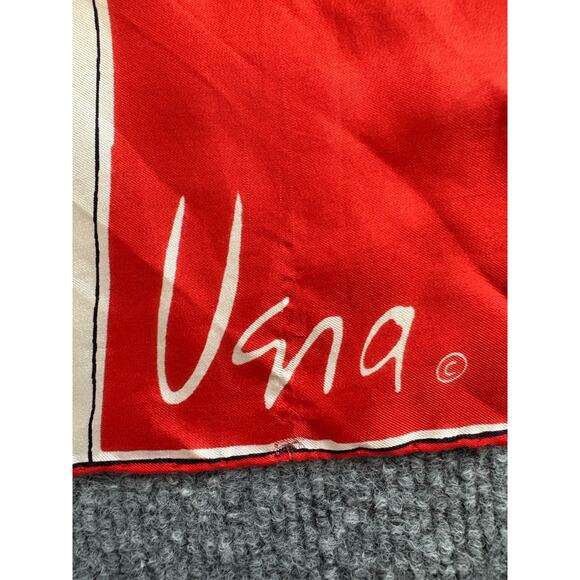 Vintage Vera Neumann Red White Blue geometric Scarf 100% Silk 30 x 30 with logo - Picture 3 of 5